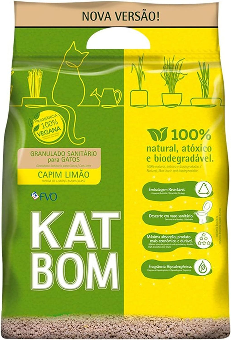 KatBom - Granulado Sanitário - CAPIM LIMÃO - 3kg